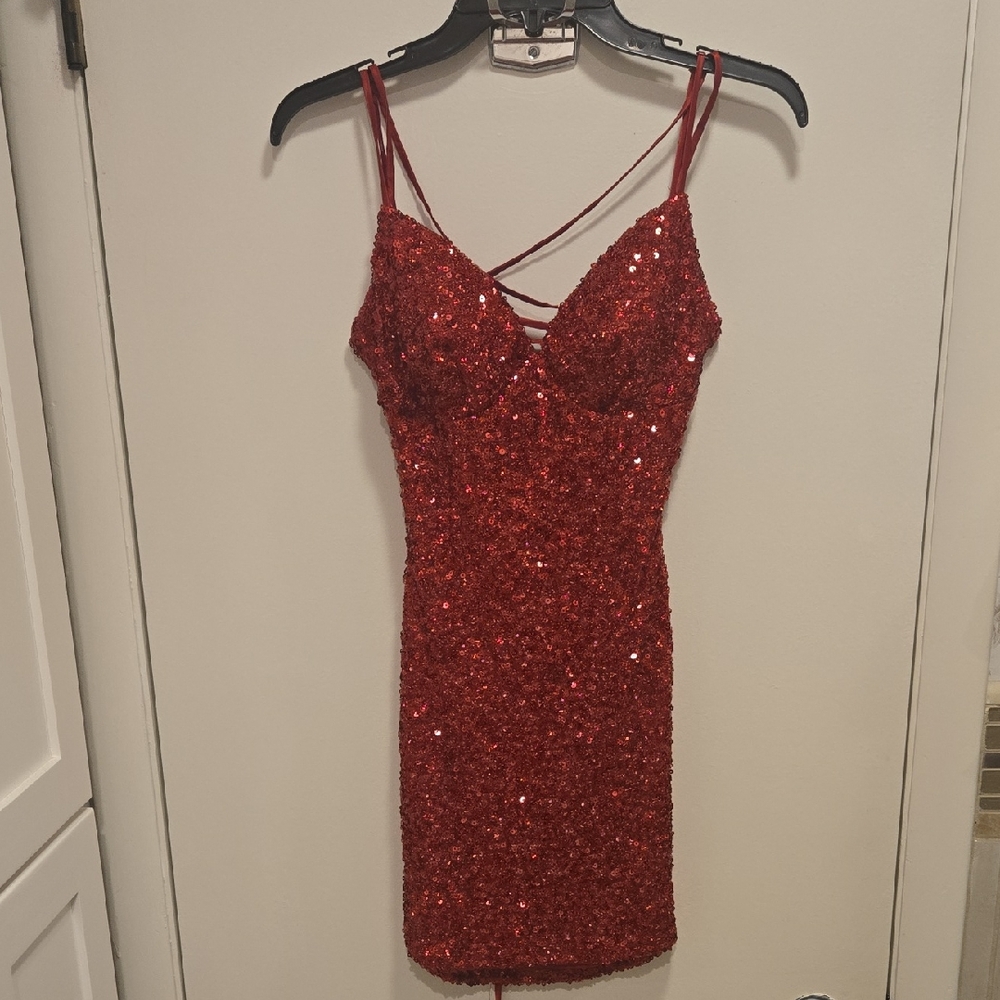 B Darlin Sparkling Red Mini Dress